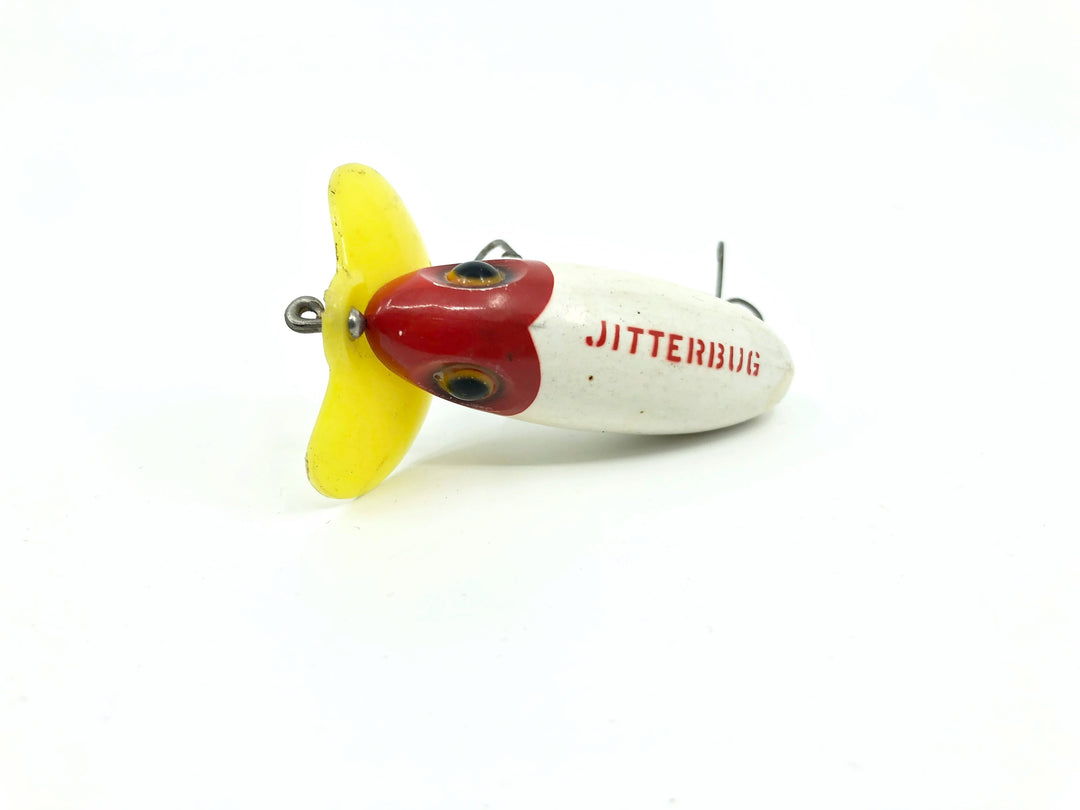 Arbogast Plastic Yellow Lip Jitterbug 1940's WWII Era Red and White Color - War Bug!