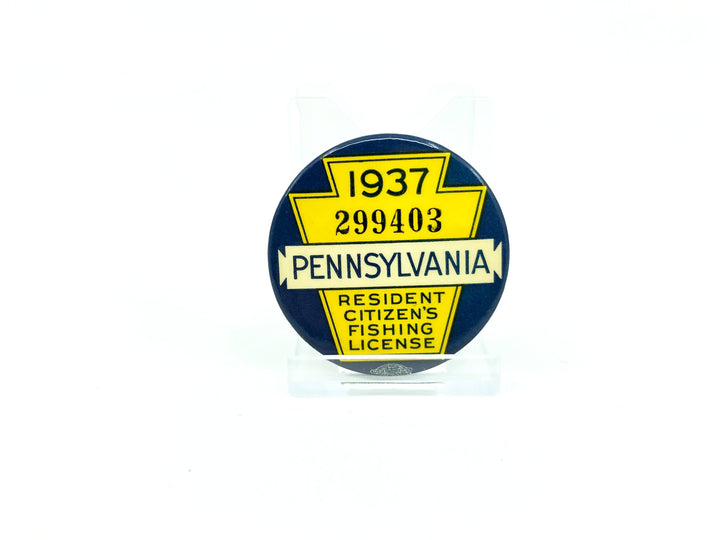 1937 Pennsylvania Resident Fishing License Button