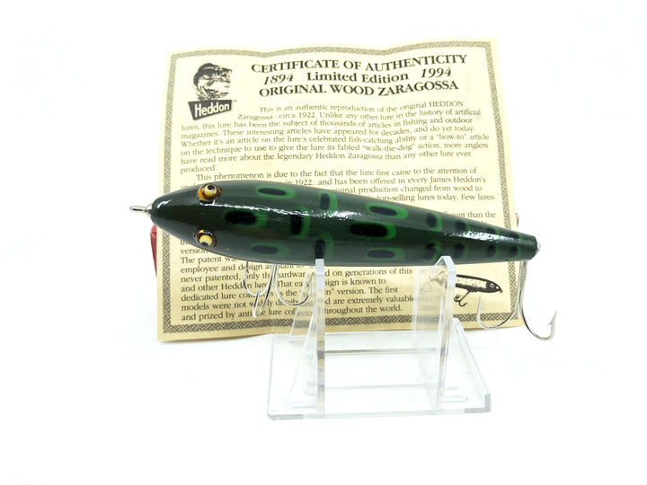 Heddon Centennial Edition Wood Zaragossa New in Box NO. X6500W-BF-Bullfrog Numbered!