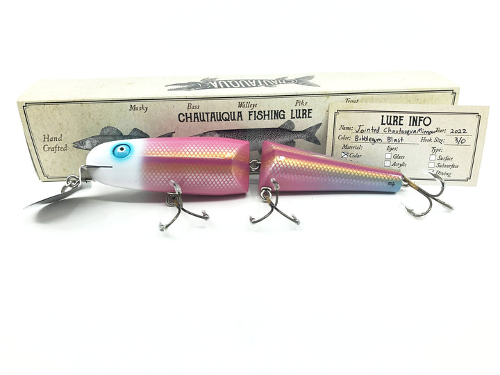 Jointed Chautauqua 8" Minnow Musky Lure Bubblegum Blast Color