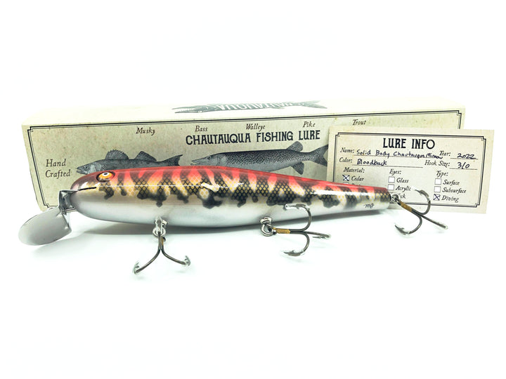 Solid Body Chautauqua 8" Minnow Musky Lure Bloodback PREMIUM Color