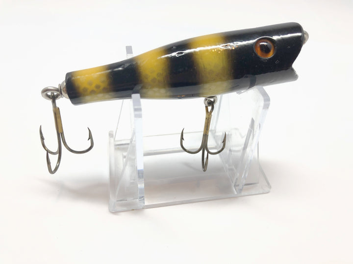 Chautauqua Glass Eyed Popper Wooden Lure in Jail Bird Color