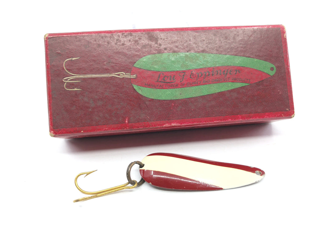 Vintage Eppinger Dardevles Imp Red White Lure in Two Piece Cardboard Box No 216