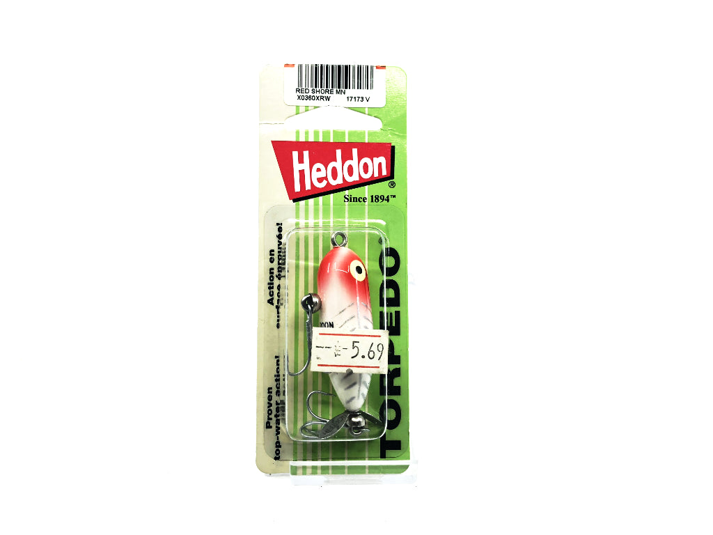 Heddon Baby Torpedo X0360XRW Red Head/White Shore Color New on Card