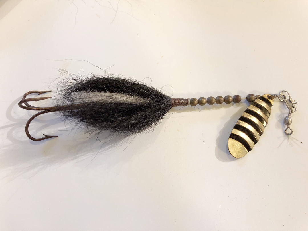 Vintage German Dam Spinner Musky Sized Black and White Bucktail