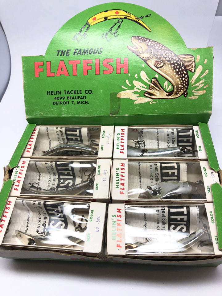 Helin Flatfish Dealer Box of 12 LU SPL Silver Plated Color Lures New in Box