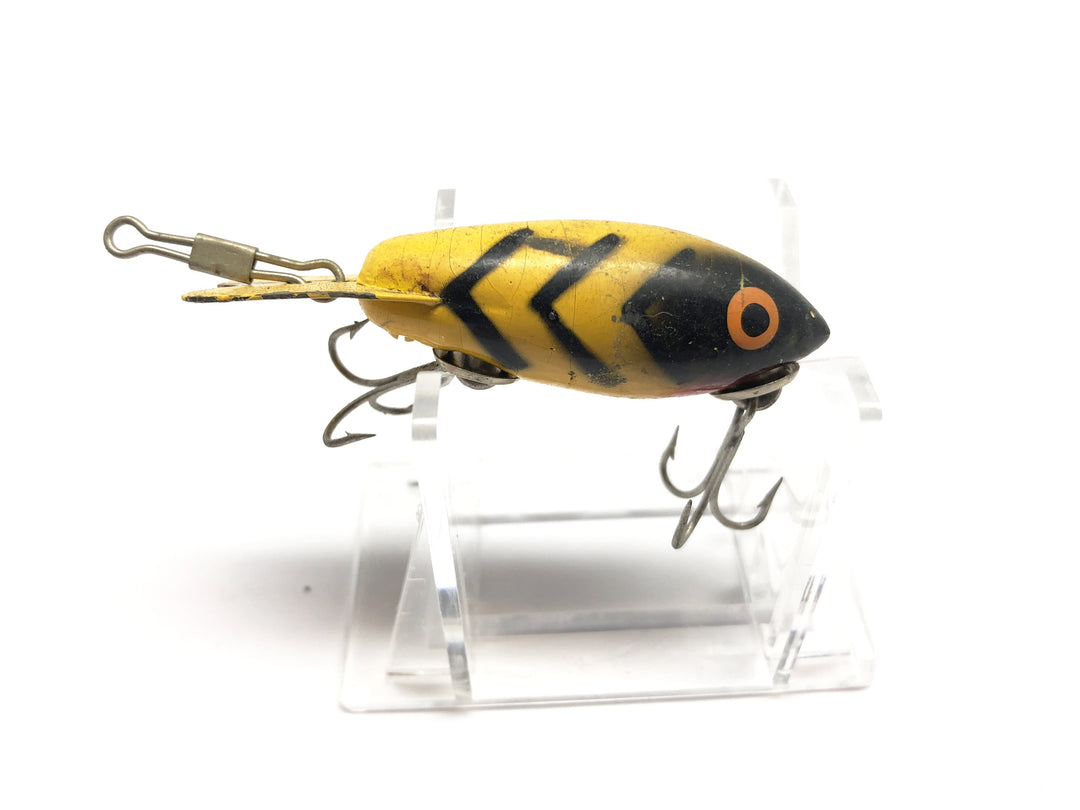 Vintage Wooden Bomber 200 in Yellow Black Ribs Color 220 Fishing Lure