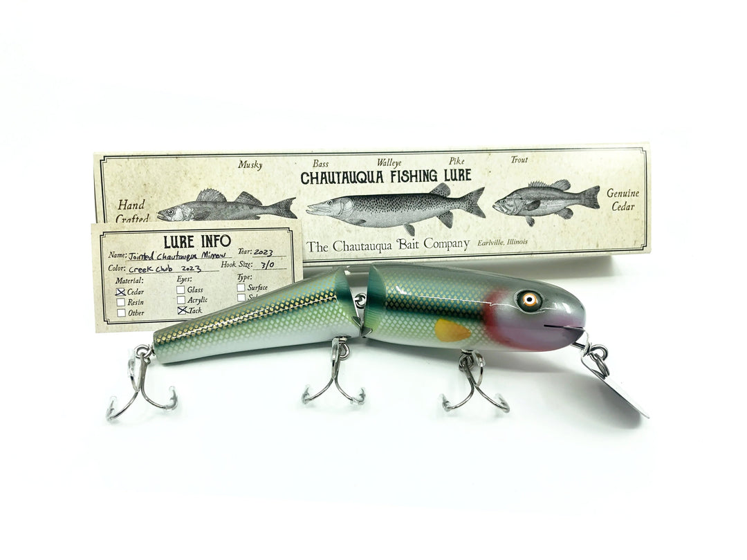 Jointed Chautauqua 8" Minnow Musky Lure, 2023 Creek Chub Color