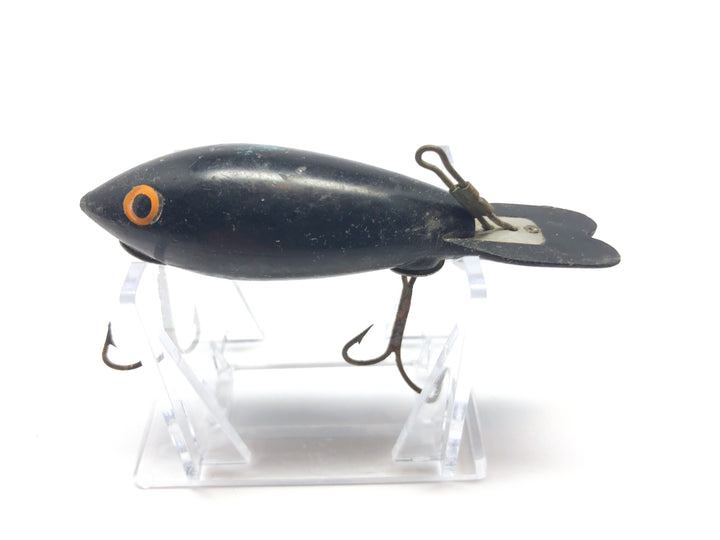 Bomber 49'er Early First Plastic Version Weight Forward Bomber in Black Tough Lure