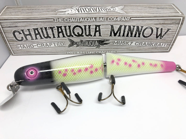 Jointed Chautauqua 8" Minnow Musky Lure Special Order Color "Neon Ghost"