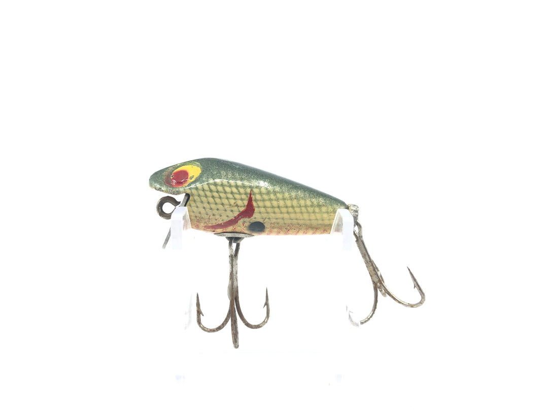 Vintage Wooden Shallow Diving Crankbait Red Ribs Green Back