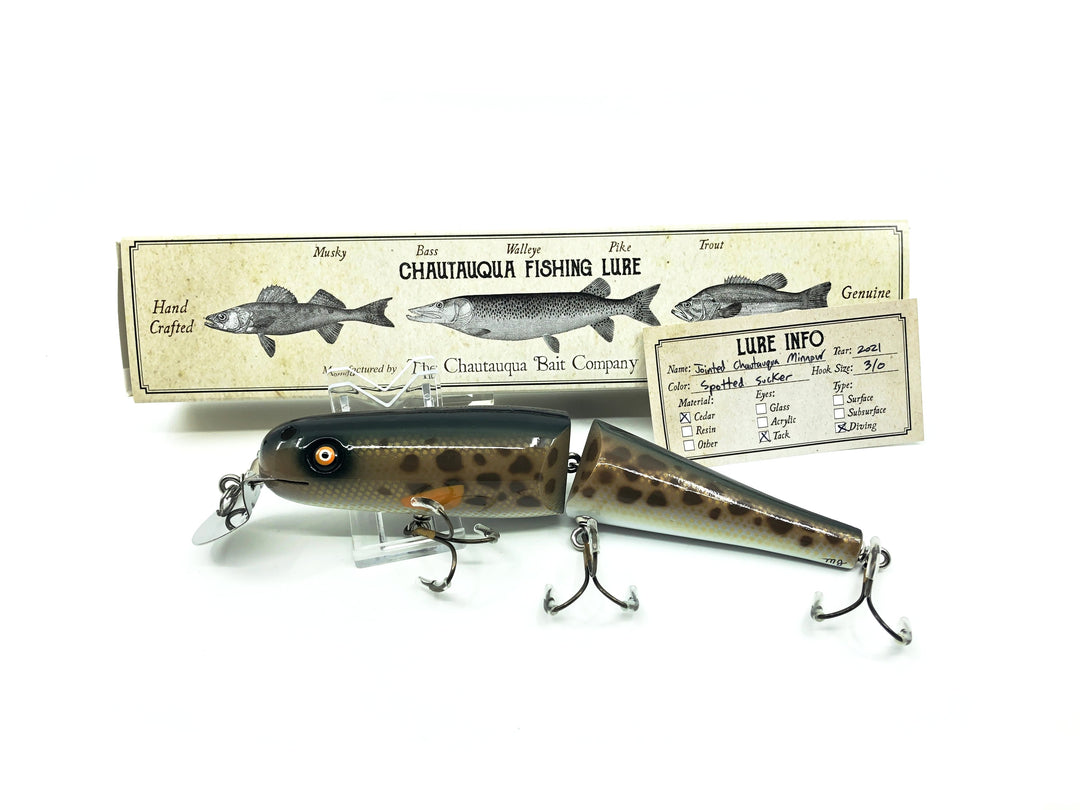 Jointed Chautauqua 8" Minnow Musky Lure Spotted Hogsucker Color