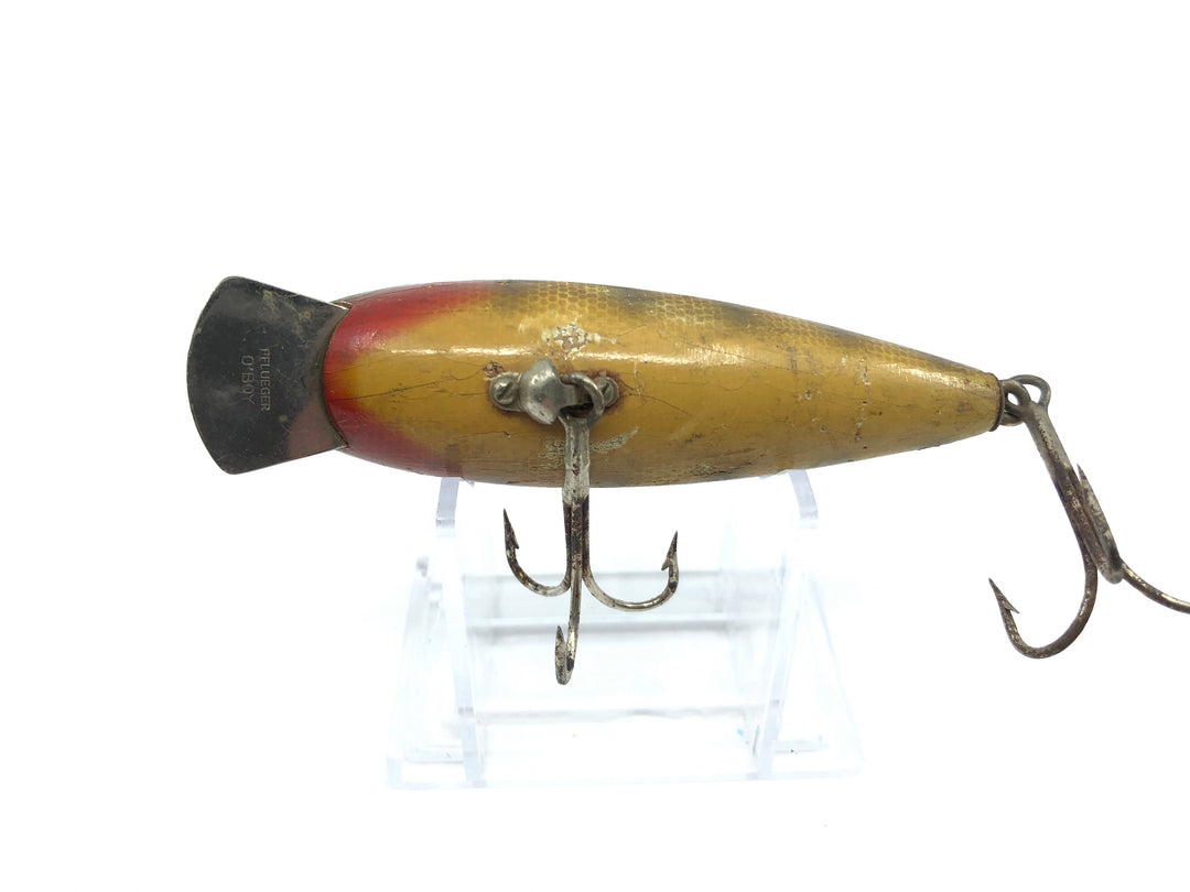 Vintage Pflueger O Boy 5400 Wooden Lure Glass Eyes Perch Color