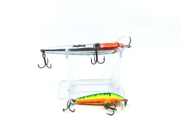 Bagley BANG-O-Lure Green Yellow Orange Color & Bagley Minnow Blue Silver Black Stripes