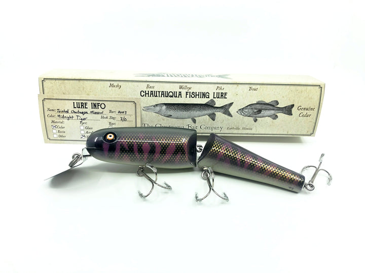 Jointed Chautauqua 8" Minnow Musky Lure, 2023 Midnight Tiger Color