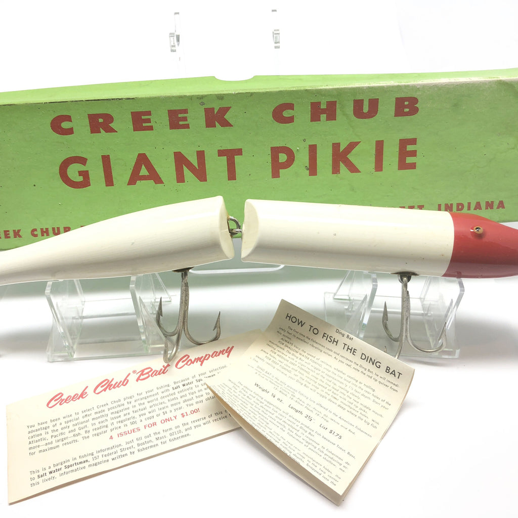 Creek Chub 9400 Jointed Spinning Pikie, Red Head and White Color