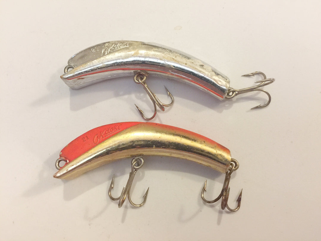 OK-Doke Lures Lot of 2 Size 21 Silver lure, Gold and Orange Lure