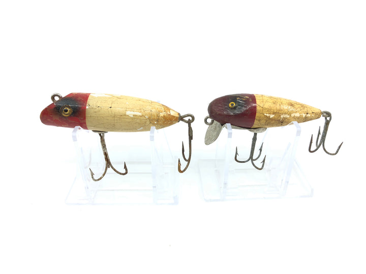 Two Vintage Warriors Red and White Lures South Bend and Paw Paw