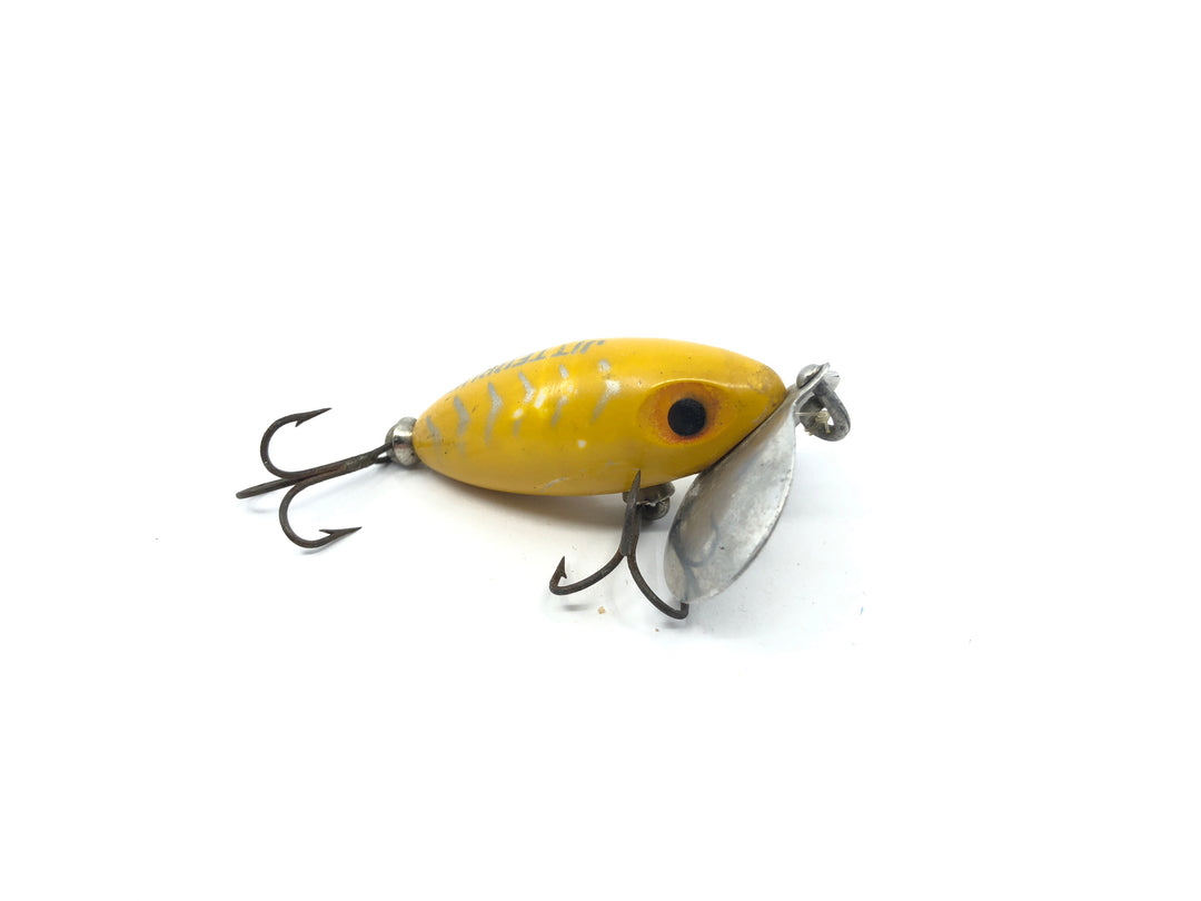 Arbogast Jitterbug Yellow with Gray Ribs Color Small Size