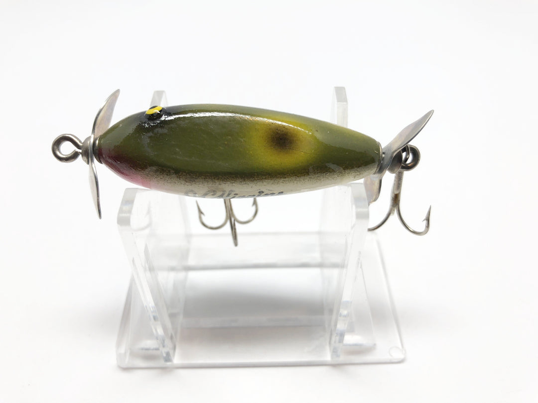 JC Higgins Spinning Injured Minnow Frog Color Wooden Lure