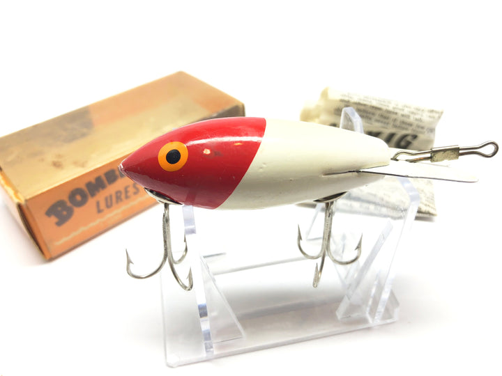 Vintage Wooden Bomber Lure Red White Color with Box and Paperwork