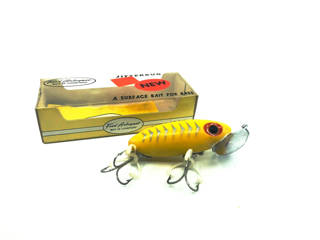 Arbogast Jitterbug Yellow (1965-1976 Weedless Hooks) Color with Box, B ...