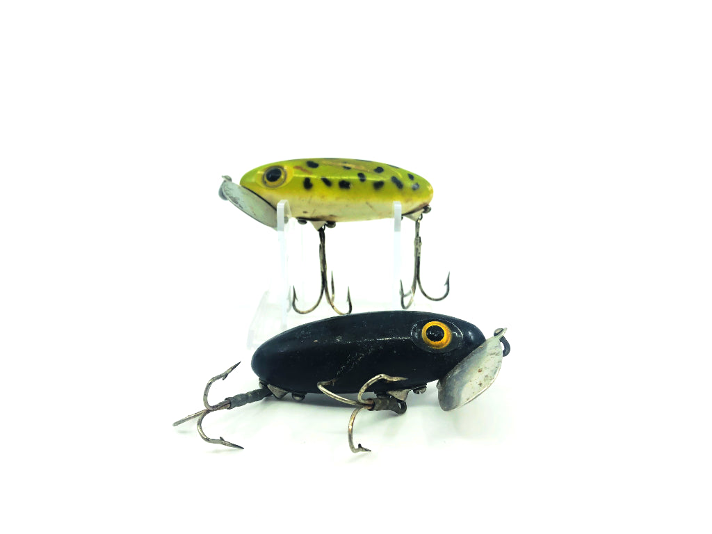 Two Arbogast Jitterbug Frog/Black Colors