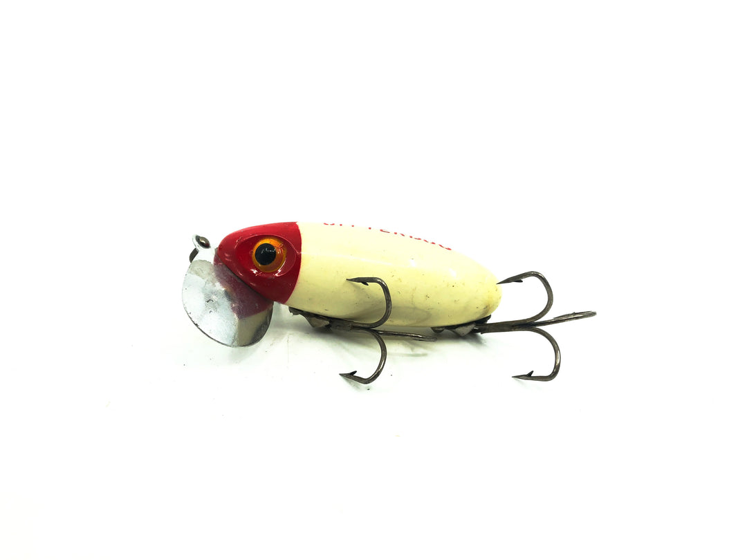 Arbogast Jitterbug White/Red Color, Vintage Bugged-Eyed Model