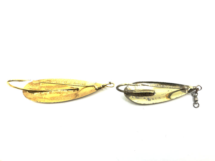 Two Johnson's Silver Minnow Spoons Gold Color