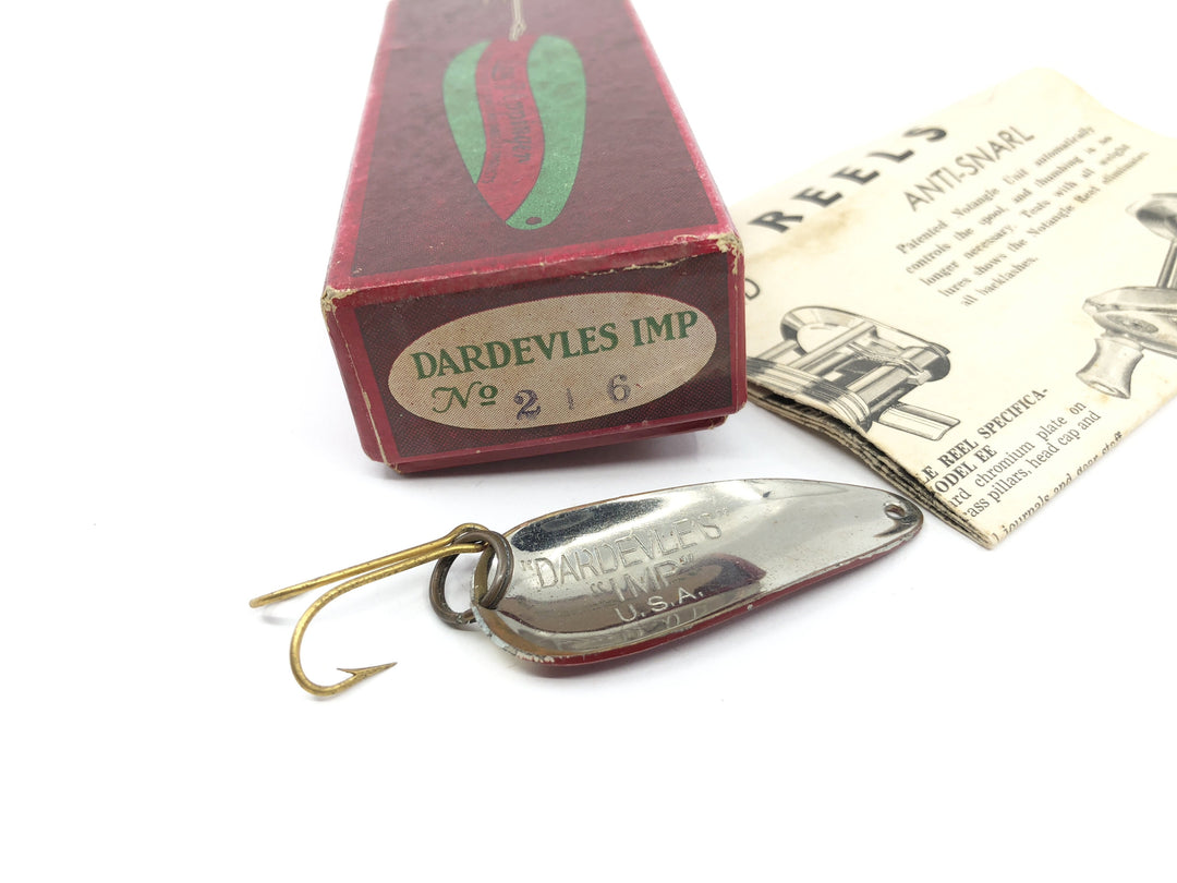 Vintage Eppinger Dardevles Imp Red White Lure in Two Piece Cardboard Box No 216