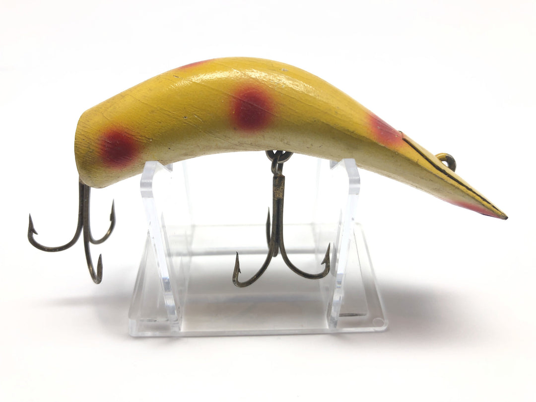 Vintage Kautzky Lazy Ike 4 Wooden Lure in Yellow with Red Spots Color