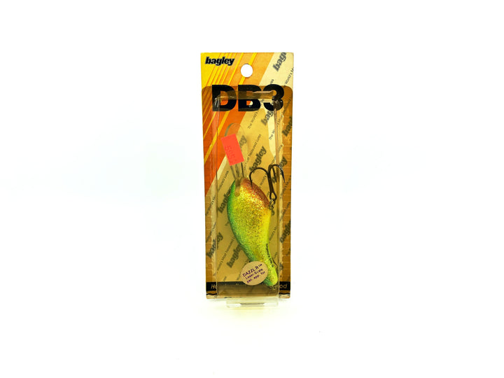 Bagley Diving B3 DB3-Z69 Dazzl-R Laser-Scale, Dazzle Green on Chartreuse Color New on Card Old Stock Florida Bait