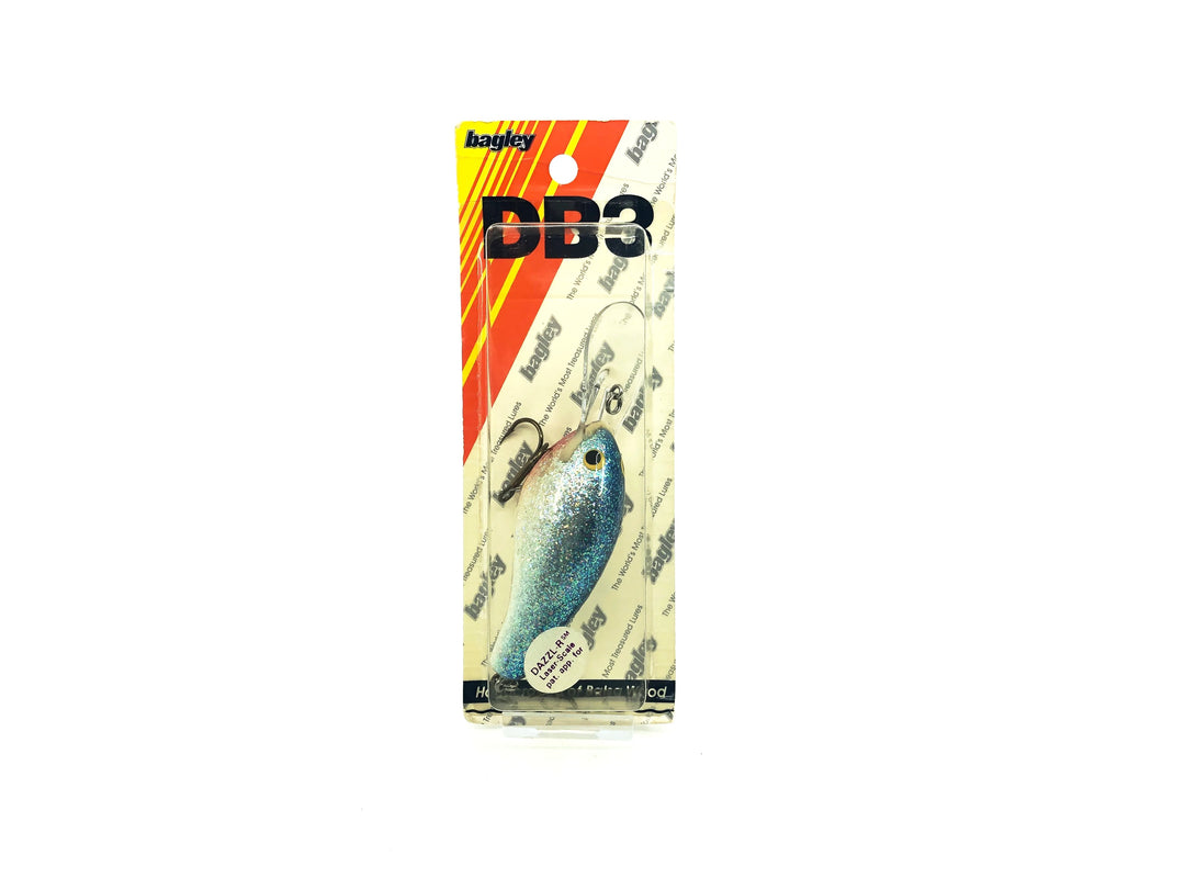 Bagley Diving B3 DB3-274 Dazzl-R Laser-Scale, Dazzle Blue on White Color New on Card Old Stock Florida Bait