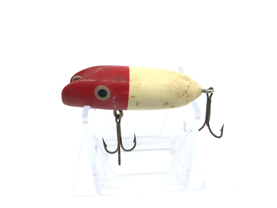 Wooden Small Bass Oreno Type Lure Red and White