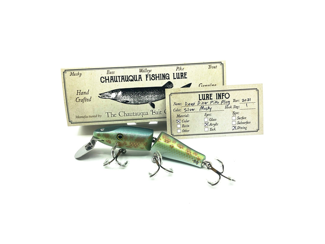 Chautauqua Jointed Deep Diver Piko Plug Silver Musky Color