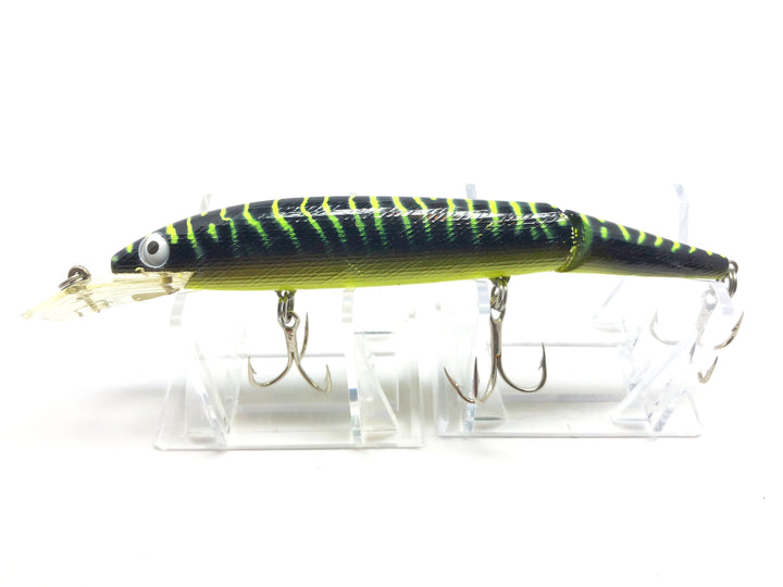 Vintage Rebel Fastrac Jointed Minnow Black Lime Green Tiger Stripes Color