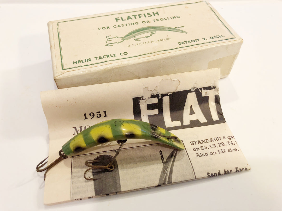 Helin 1951 Wooden Flatfish X4 FR Frog Color in Two Piece Cardboard Box with Paperwork