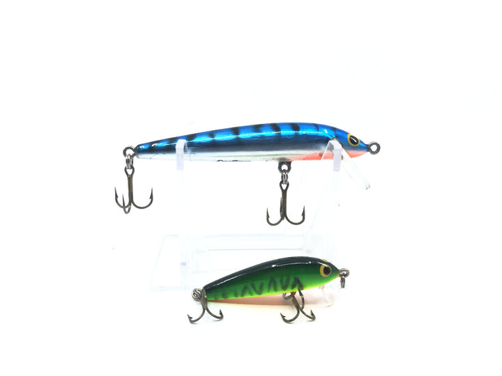 Bagley BANG-O-Lure Green Yellow Orange Color & Bagley Minnow Blue Silver Black Stripes