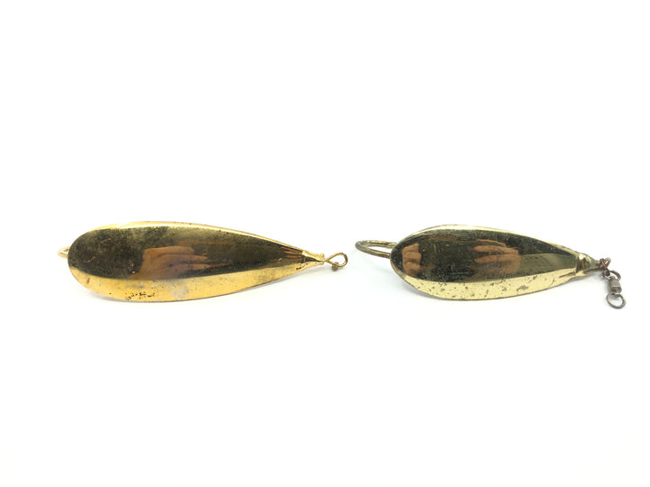 Two Johnson's Silver Minnow Spoons Gold Color