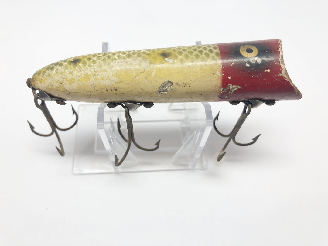 Heddon Lucky 13 Frog Spot Red Head Color Warrior Wooden Antique Lure