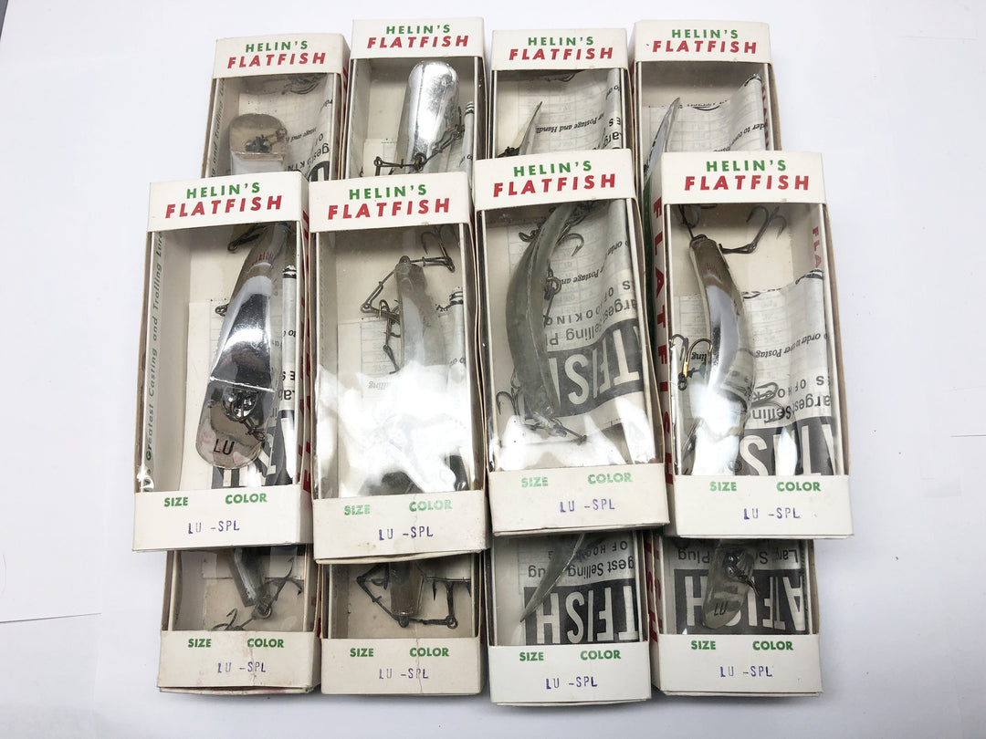 Helin Flatfish Dealer Box of 12 LU SPL Silver Plated Color Lures New in Box