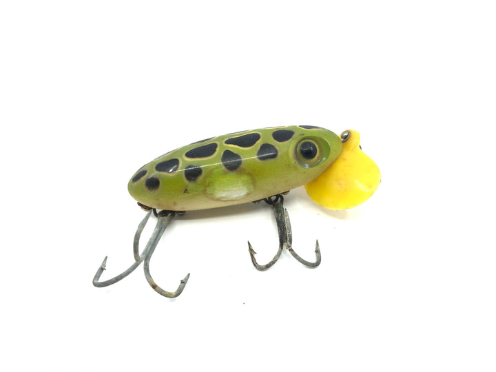 Arbogast Plastic Yellow Lip Jitterbug 1940's WWII Era Leopard Frog Color