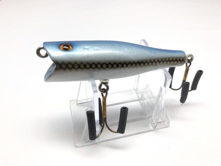 Chautauqua Glass Eyed Popper Wooden Lure in Blue Striper Color