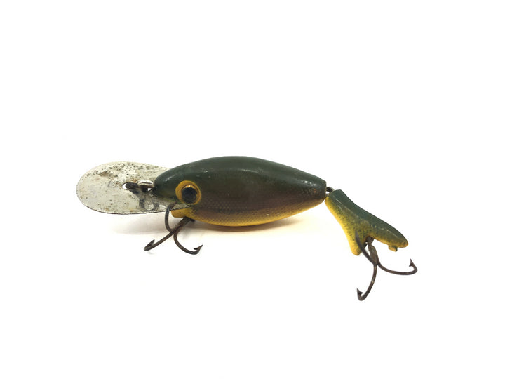 Vintage Deep Diving Jointed Lure Green Yellow Belly