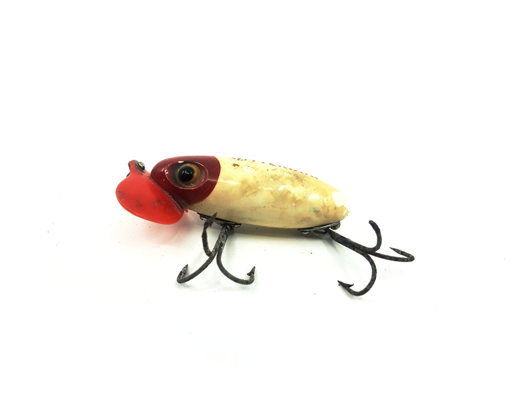 Arbogast Plastic White Lip Jitterbug 1940's WWII Era Red and White Color - War Bug!