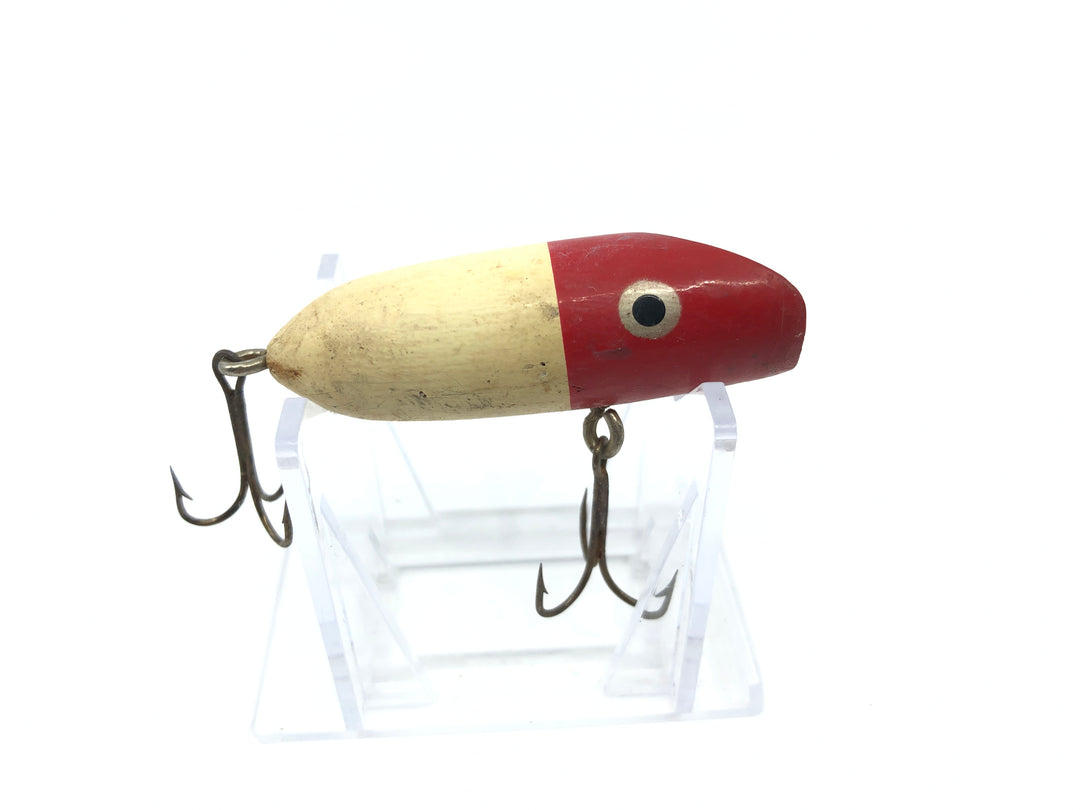 Wooden Small Bass Oreno Type Lure Red and White