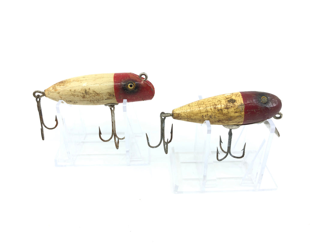 Two Vintage Warriors Red and White Lures South Bend and Paw Paw