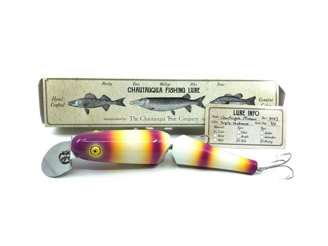 Jointed Chautauqua 8" Minnow Musky Lure Purple Shockwave Color