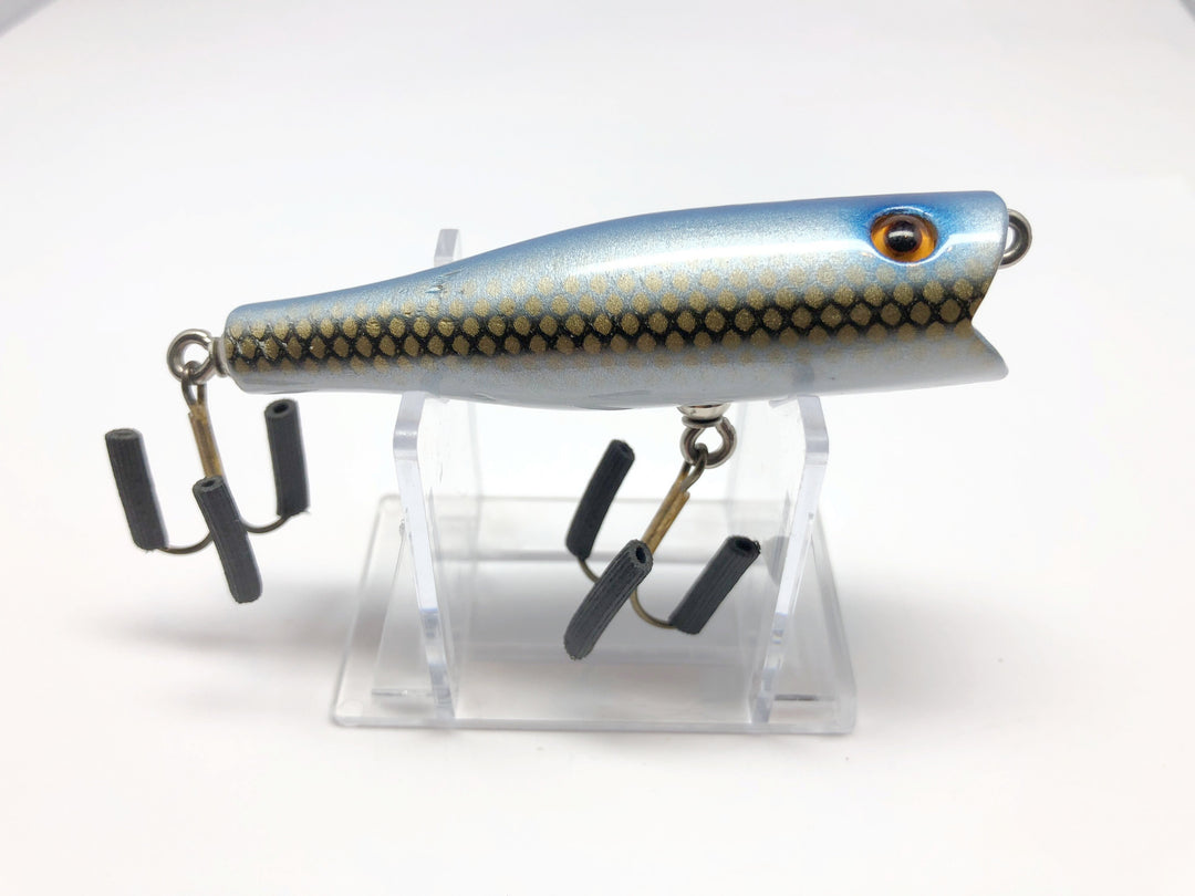 Chautauqua Glass Eyed Popper Wooden Lure in Blue Striper Color