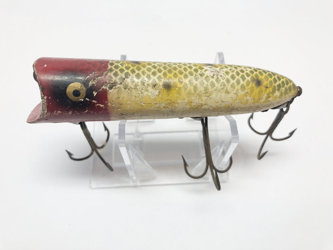 Heddon Lucky 13 Frog Spot Red Head Color Warrior Wooden Antique Lure